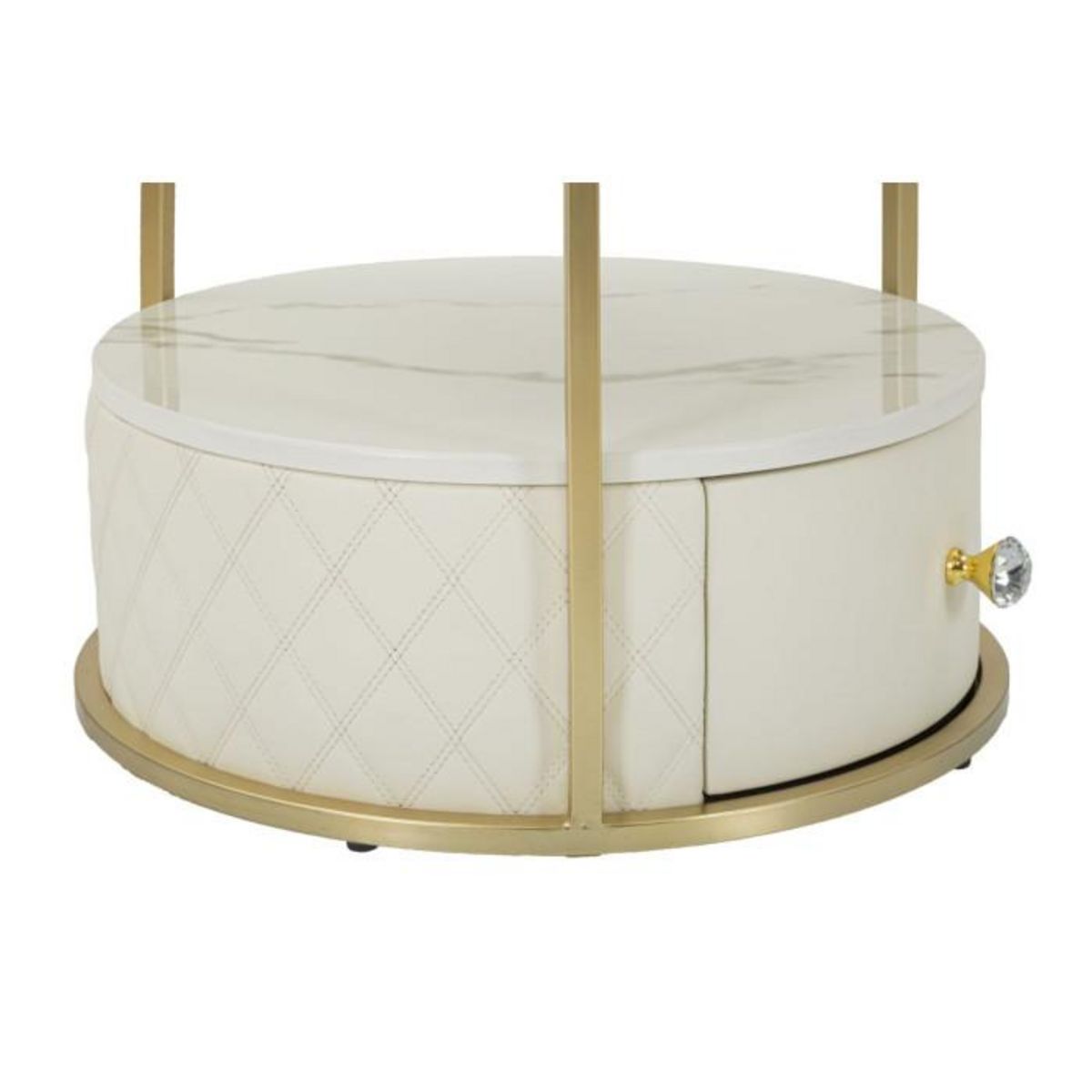 Paris Prix Table de Chevet Effet Marbre  Sharon  48cm Blanc & Or