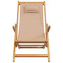 Voir la diapositive 4 : VIDAXL Chaises de plage pliantes lot de 2 taupe tissu et bois massif