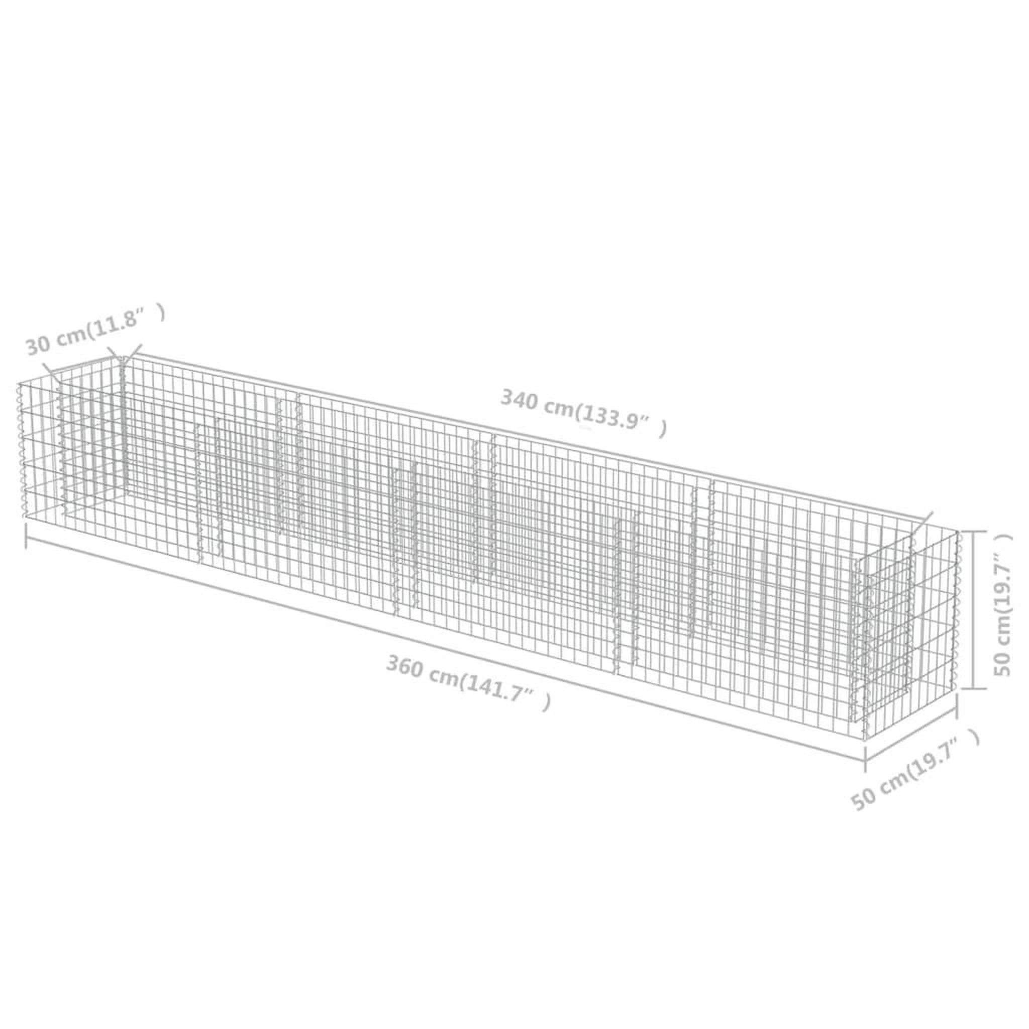 Voir la diapositive 6 : VIDAXL Lit sureleve a gabion Acier galvanise 360x50x50 cm