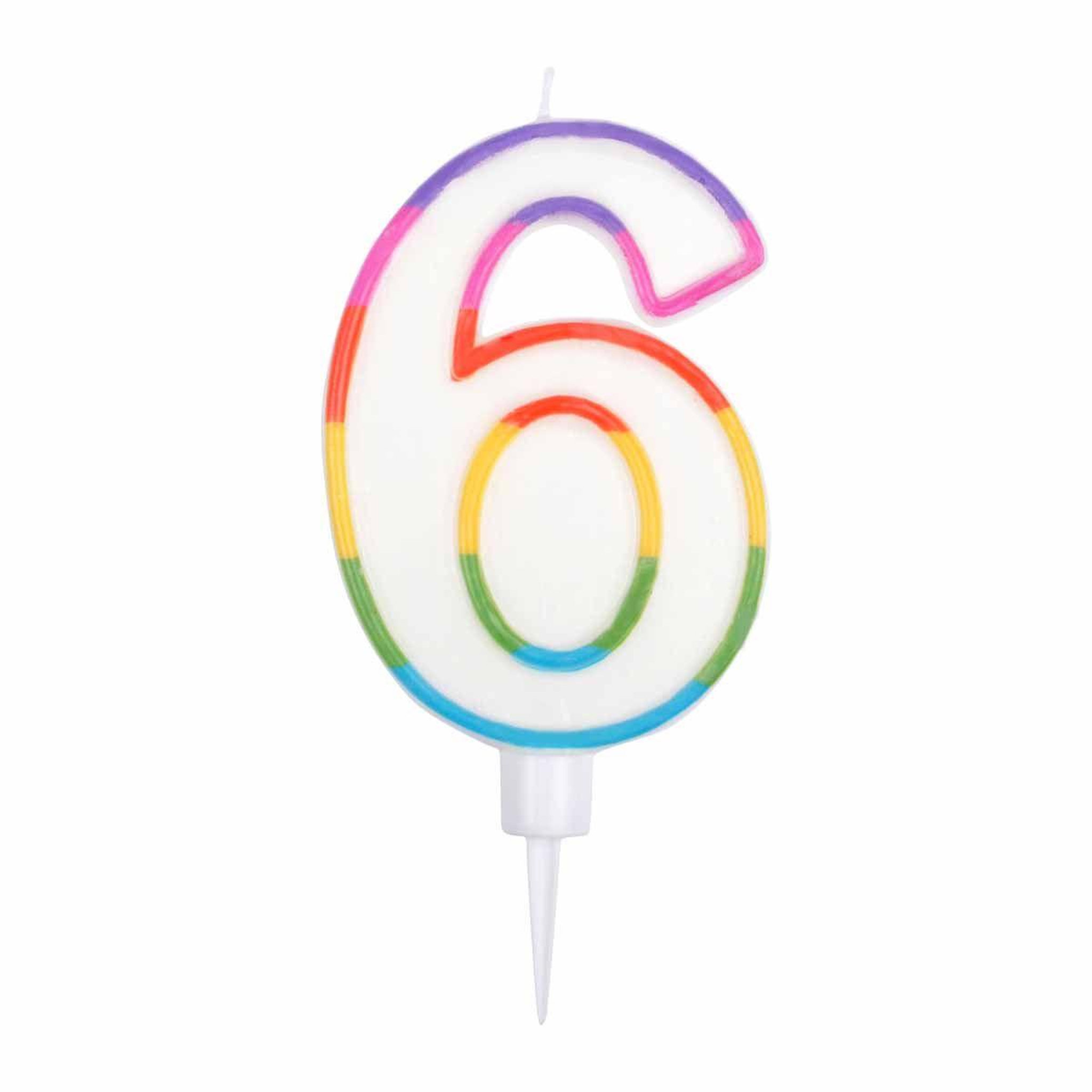 HOMEA Bougie d'Anniversaire  Chiffre 6  10cm Multicolore