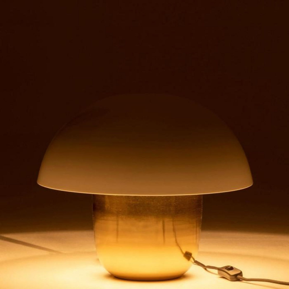 Paris Prix Lampe à Poser  Champignon Métal  50cm Blanc & Or