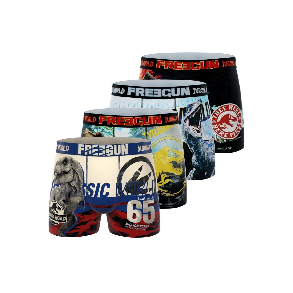 FREEGUN Lot de 4 boxers enfant Jurassic