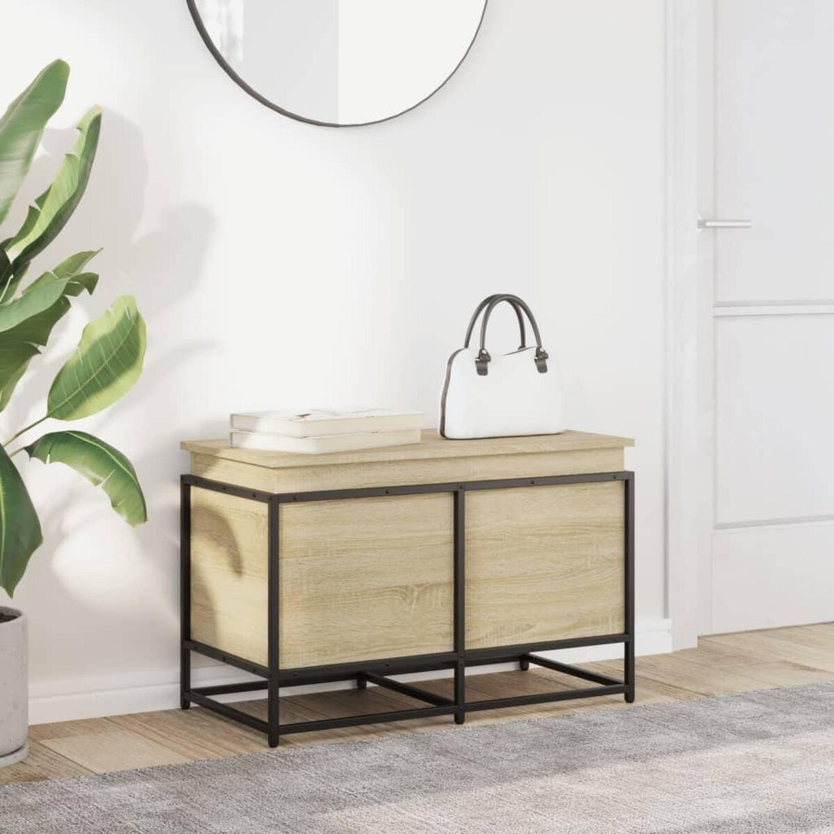 VIDAXL Boîte de rangement avec couvercle chene sonoma bois ingenierie