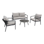 SWEEEK Salon de jardin aluminium et cordes 4 places gris - Korava