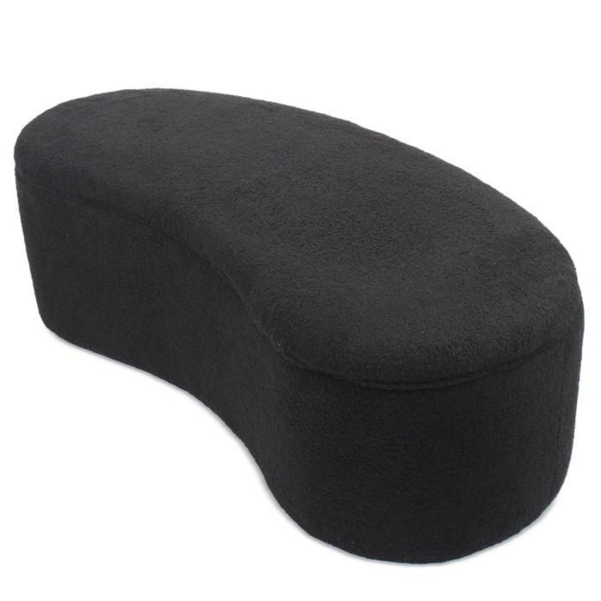 Paris Prix Banquette & Coffre Bouclette  Courbe  120cm Noir