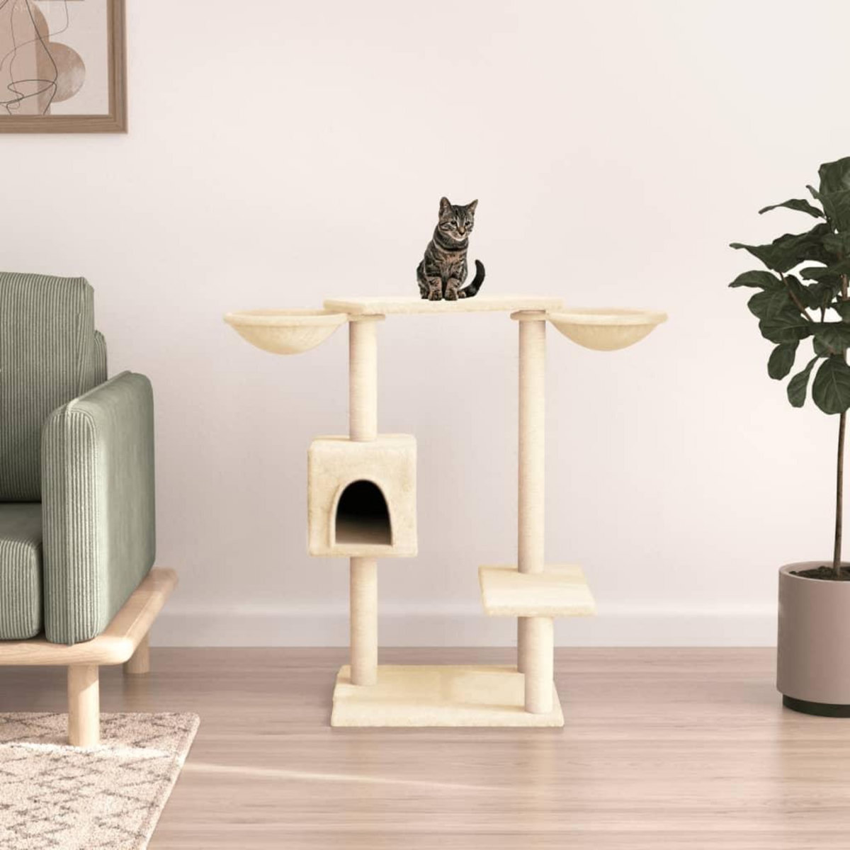 VIDAXL Arbre a chat avec griffoirs creme 82 cm