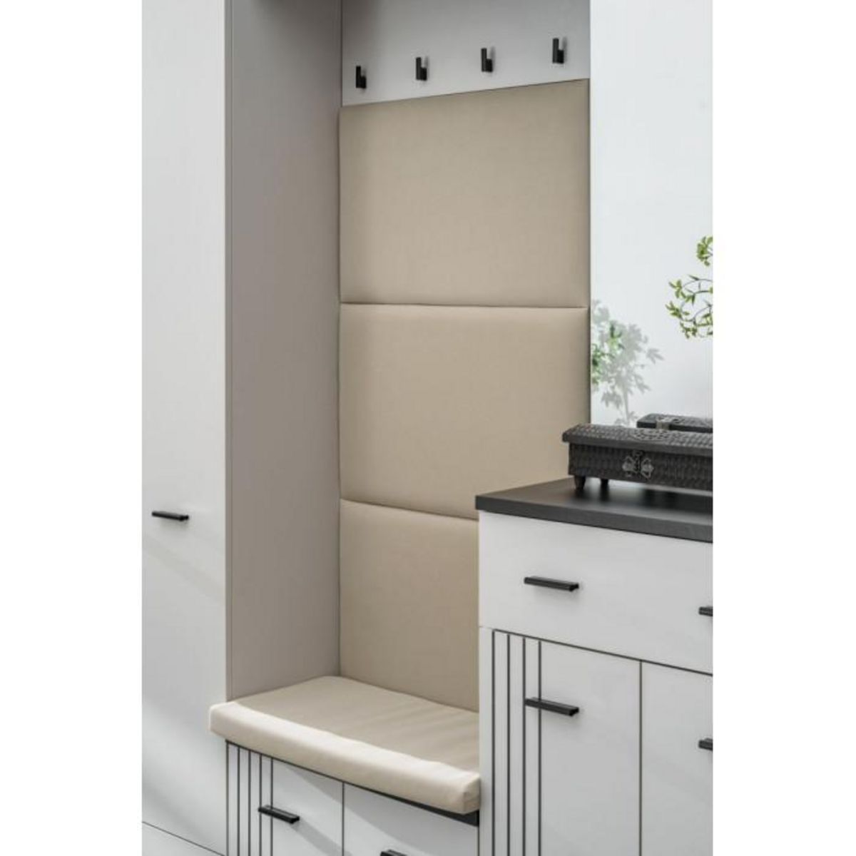 Paris Prix Ensemble Vestiaire Rembourré 3P  Hugo  90cm Gris & Noir