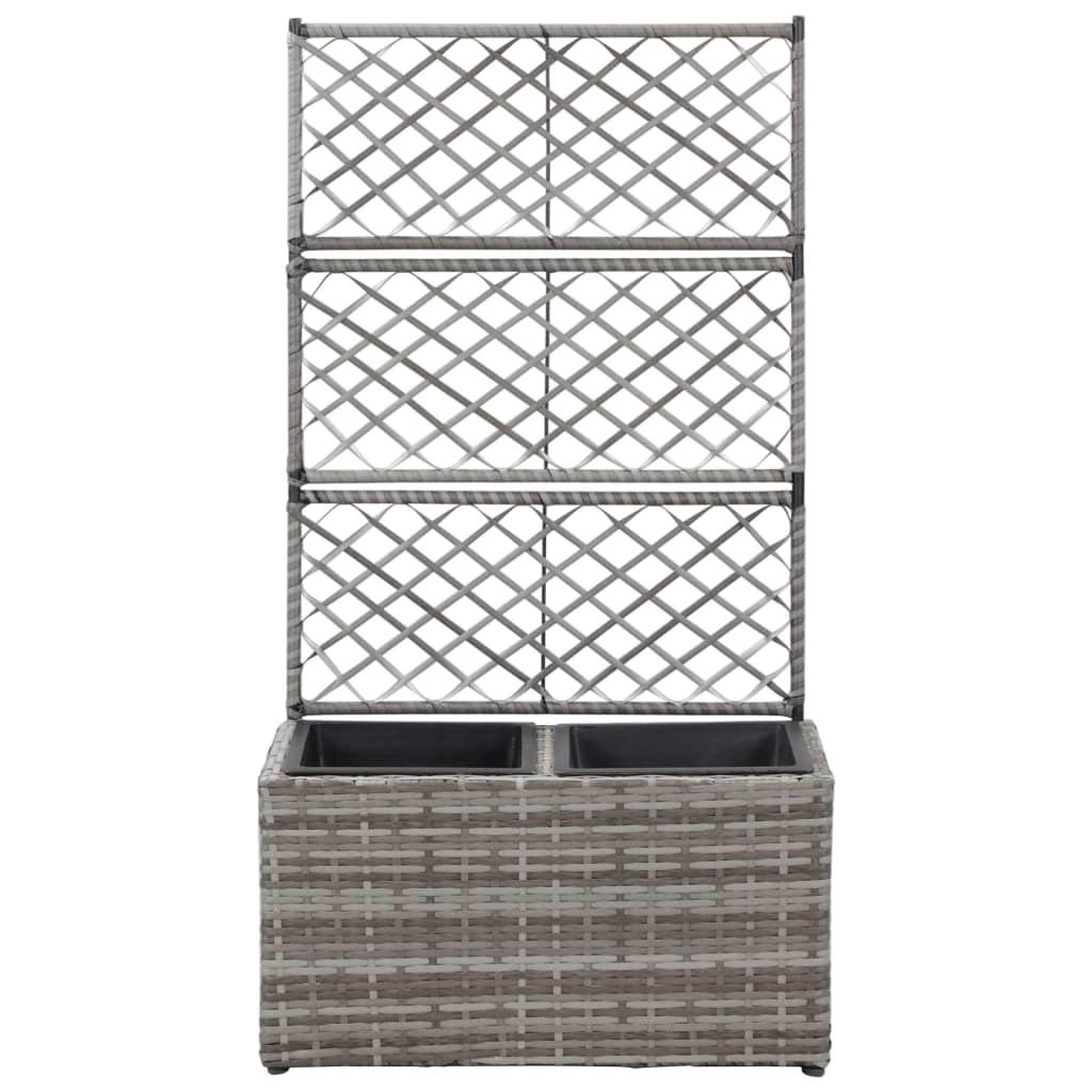 Voir la diapositive 2 : VIDAXL Lit sureleve en treillis 2 pots 58x30x107cm Resine tressee Gris