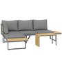 Voir la diapositive 4 : OUTSUNNY Ensemble salon de jardin 4 places modulable réglable avec table basse acier gris bois d'acacia verni