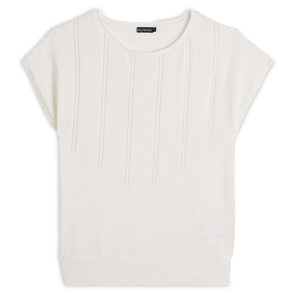 INEXTENSO Pull sans manche col bateau blanc femme