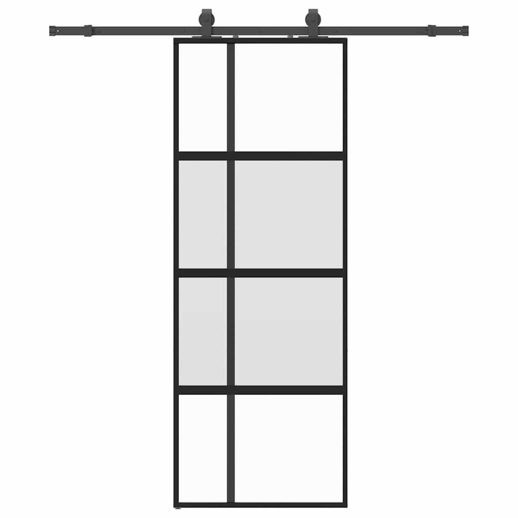 Voir la diapositive 2 : VIDAXL Porte coulissante kit quincaillerie noir 76x205 cm verre trempe