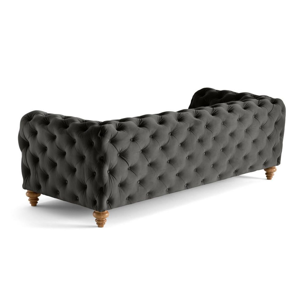 LISA DESIGN Walter - canapé 3 places chesterfield en velours - pieds bois