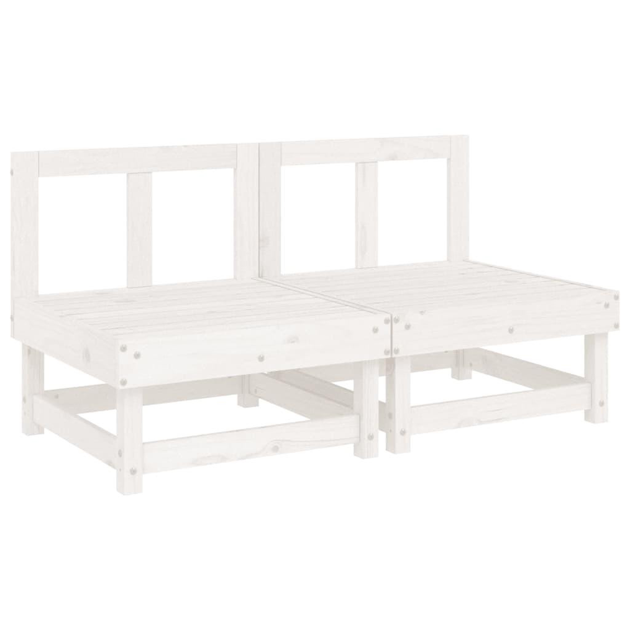 Voir la diapositive 3 : VIDAXL Canapes centraux avec coussins 2 pcs blanc bois de pin massif