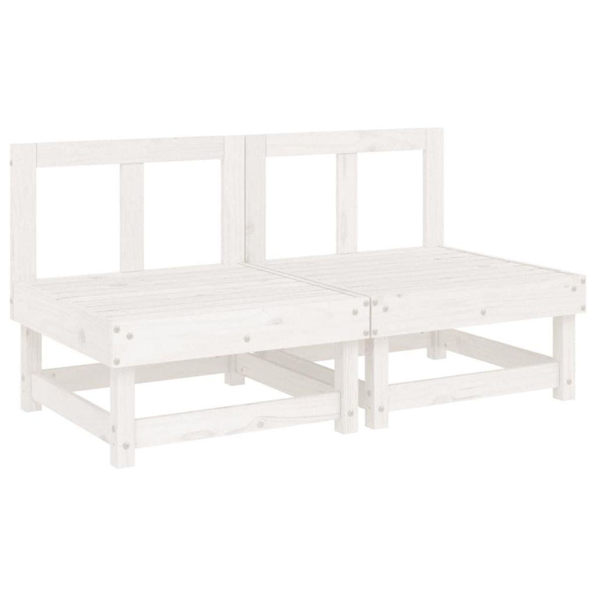 VIDAXL Canapes centraux avec coussins 2 pcs blanc bois de pin massif