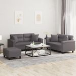VIDAXL Ensemble de canapes 3 pcs avec coussins gris similicuir