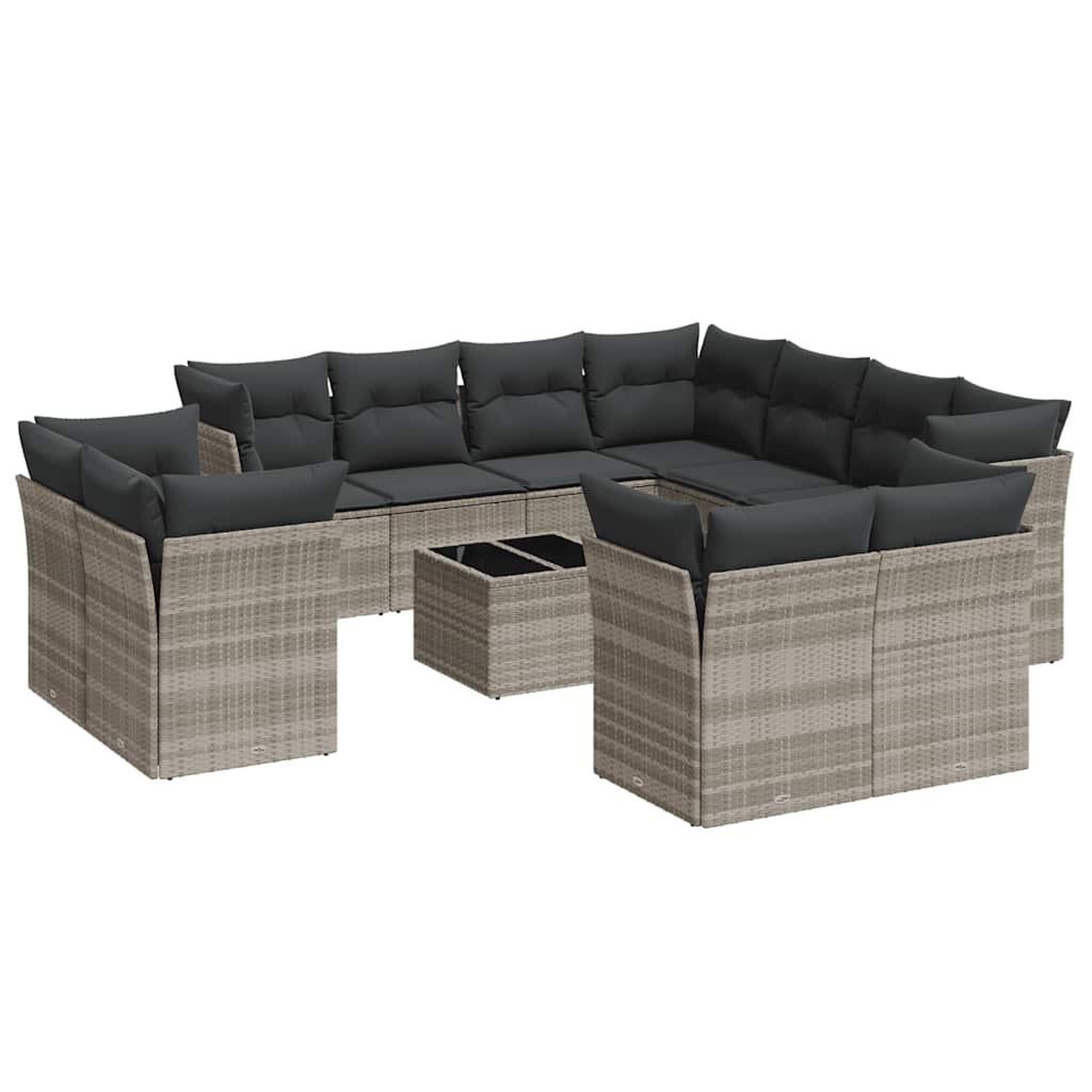 Voir la diapositive 2 : VIDAXL Salon de jardin avec coussins 12 pcs gris clair resine tressee