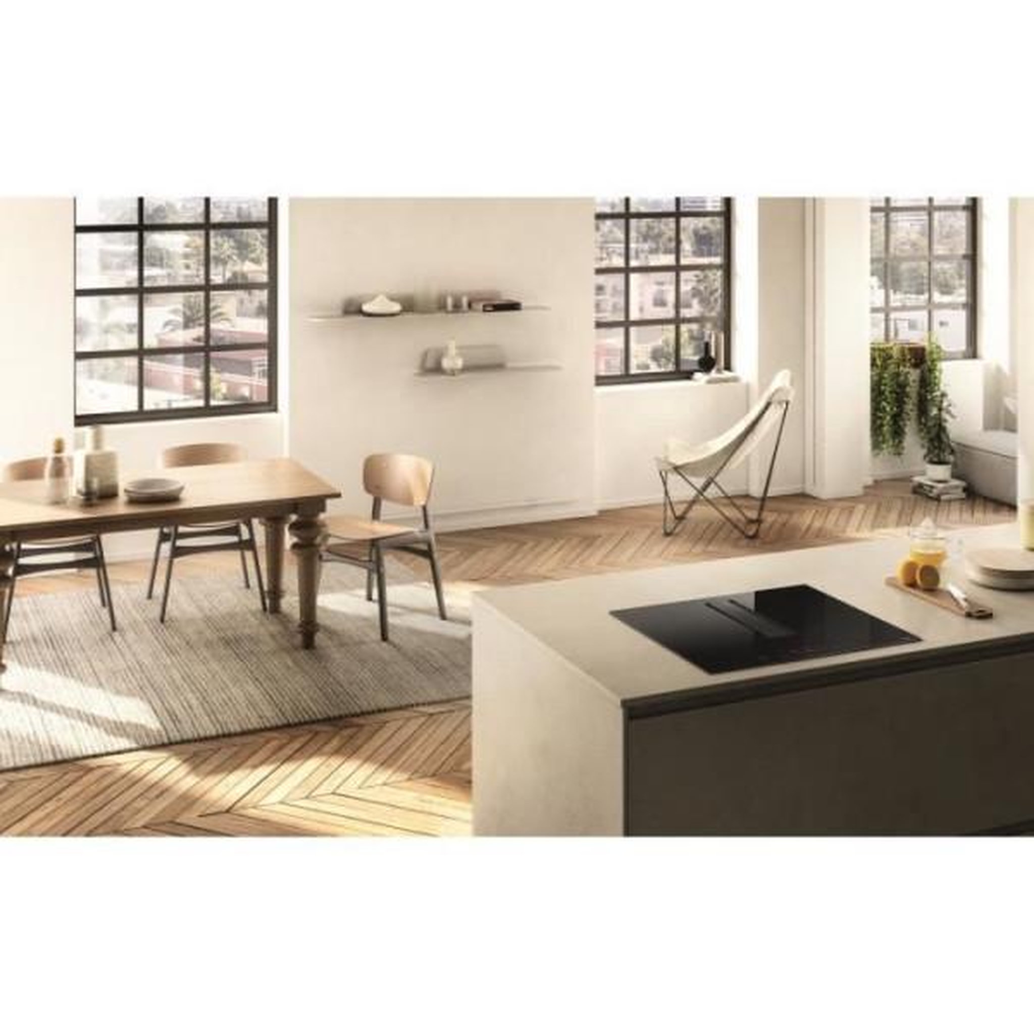 Voir la diapositive 4 : ELICA Table de cuisson aspirante induction 60cm 4 feux 7400w noir - prf0196211
