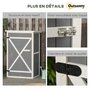 Voir la diapositive 6 : OUTSUNNY Armoire abri de jardin remise pour outils - grande porte verrouillable loquet - 2 étagères - toit bitumé incliné bois de sapin blanc gris