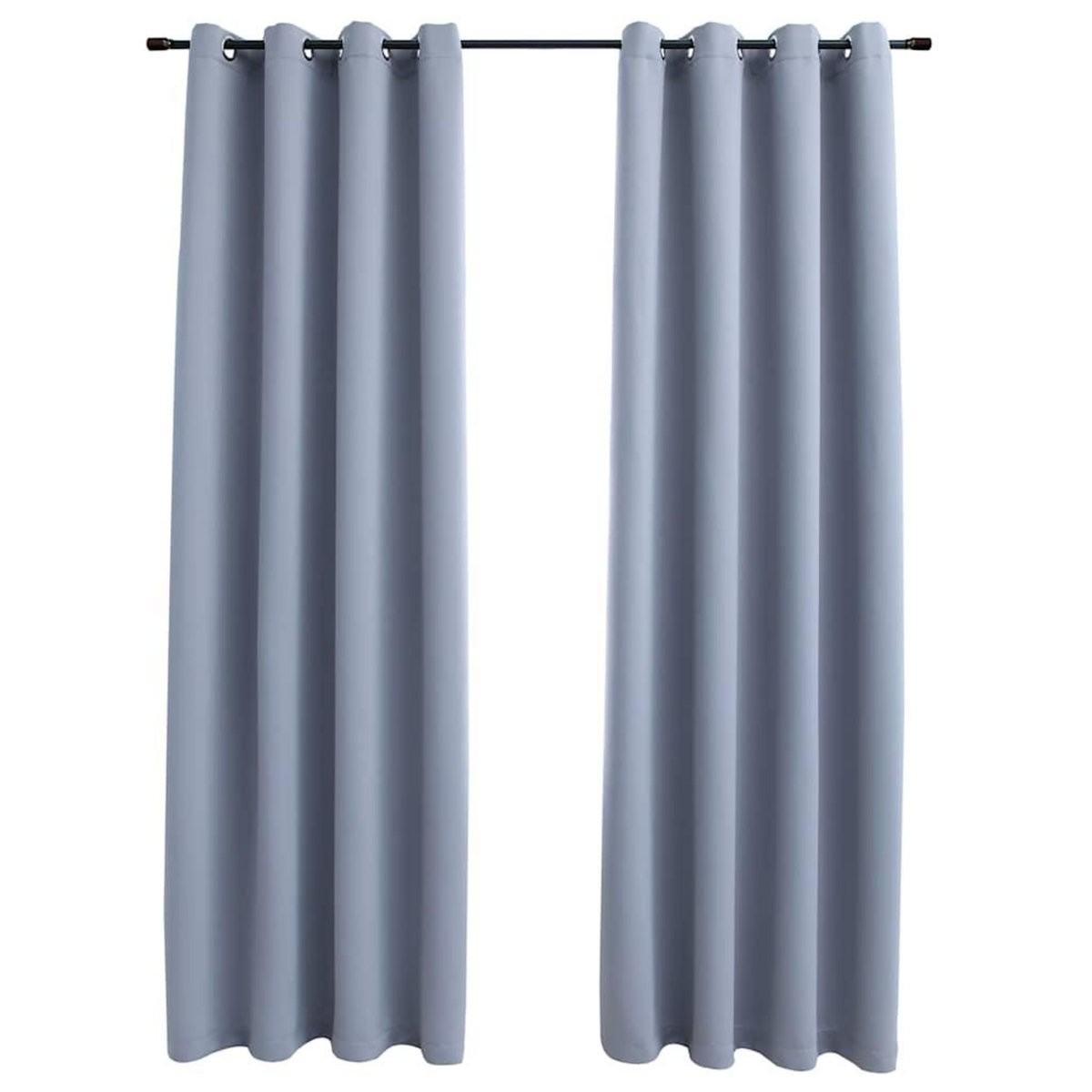 VIDAXL Rideaux occultants avec anneaux en metal 2 pcs Gris 140x245 cm