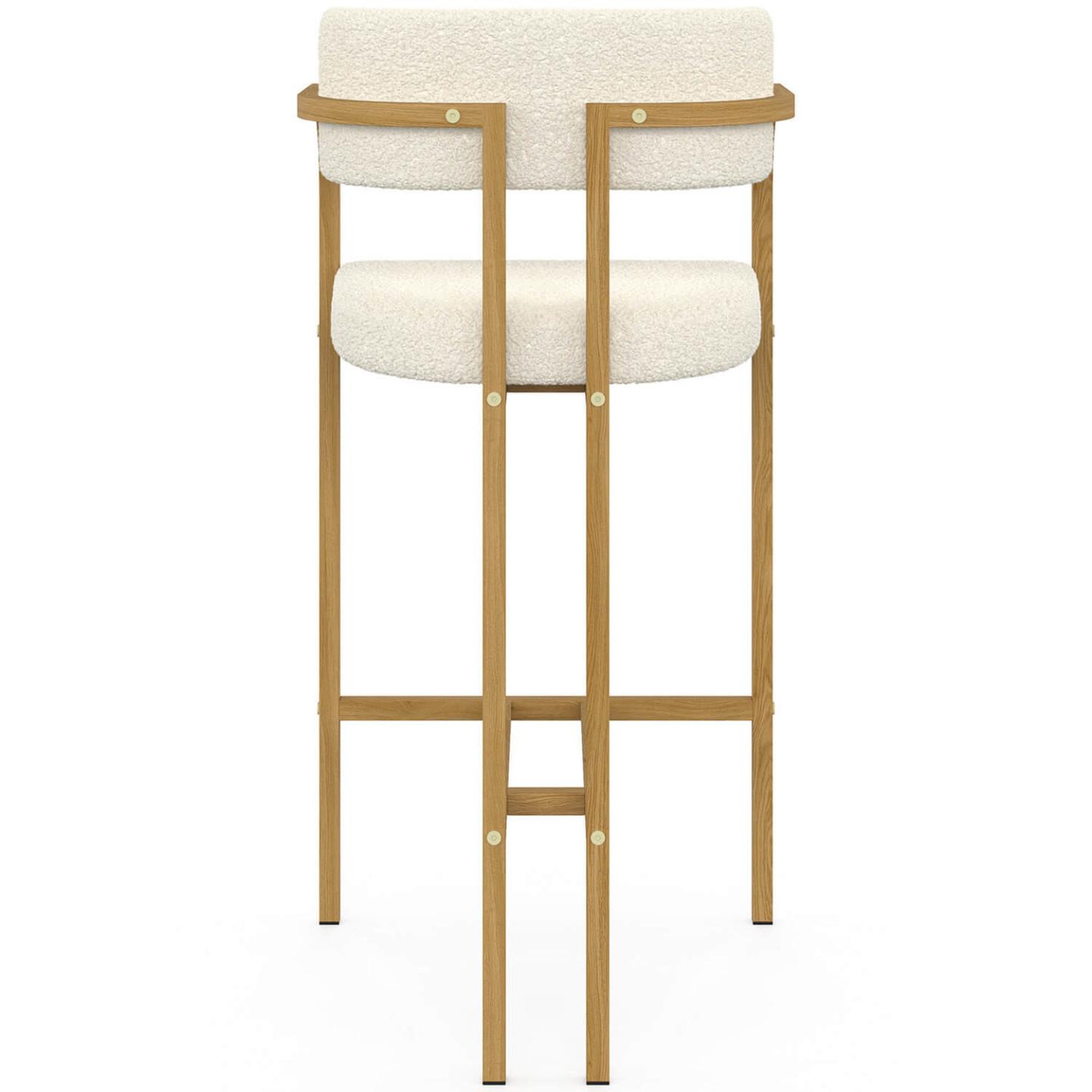 Voir la diapositive 4 : ID MARKET Lot de 4 tabourets de bar ESMA en métal effet bois et tissu bouclette avec accoudoirs