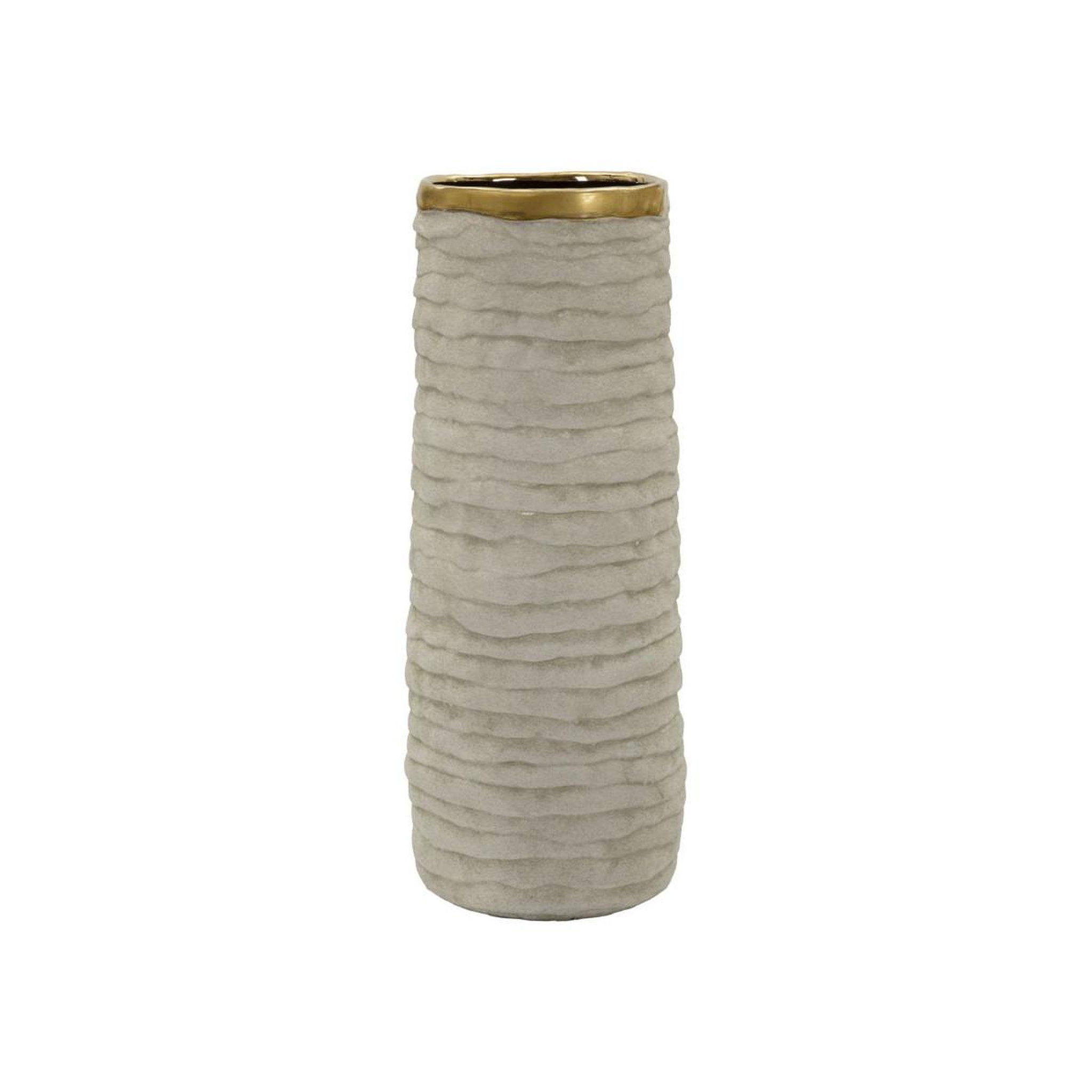 Paris Prix Vase design en céramique  lima  40cm gris & or
