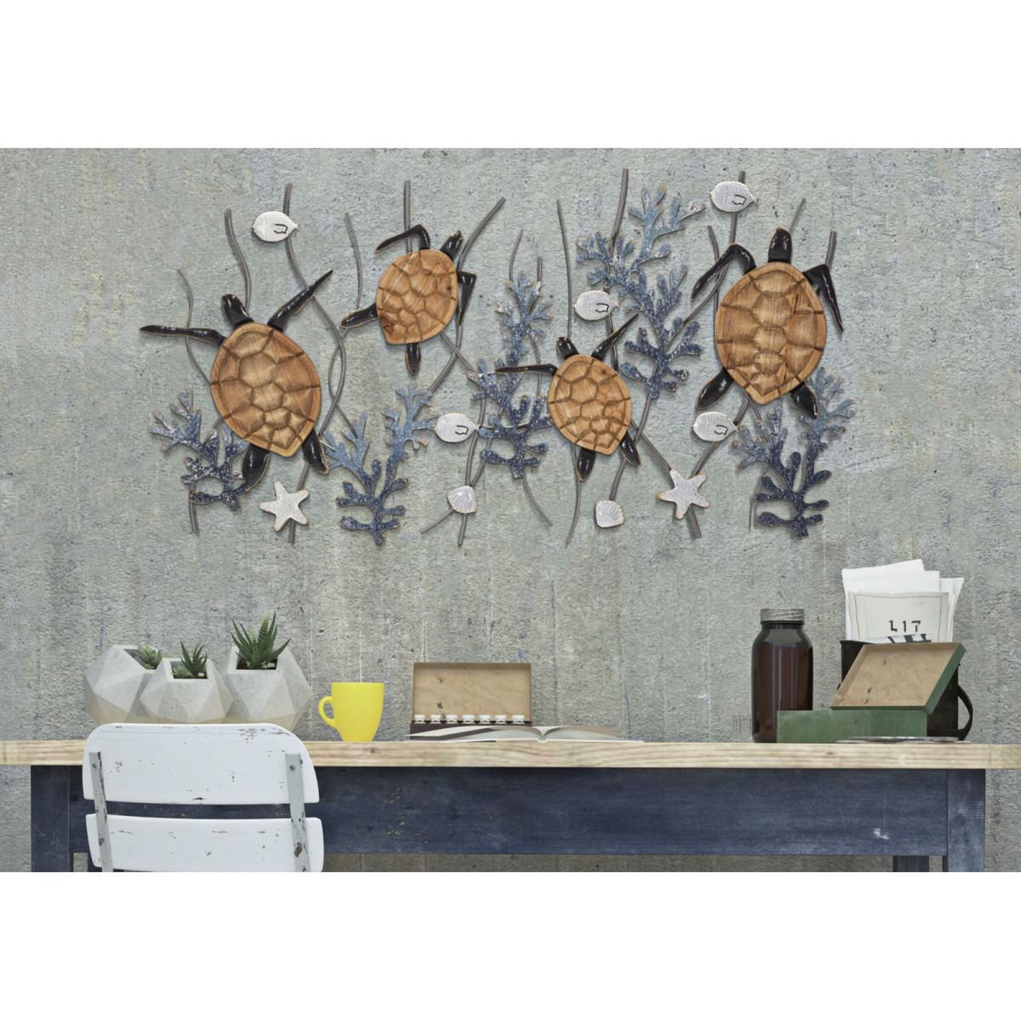 Voir la diapositive 5 : Paris Prix Décoration Murale en Métal  Turtle  132cm Multicolore