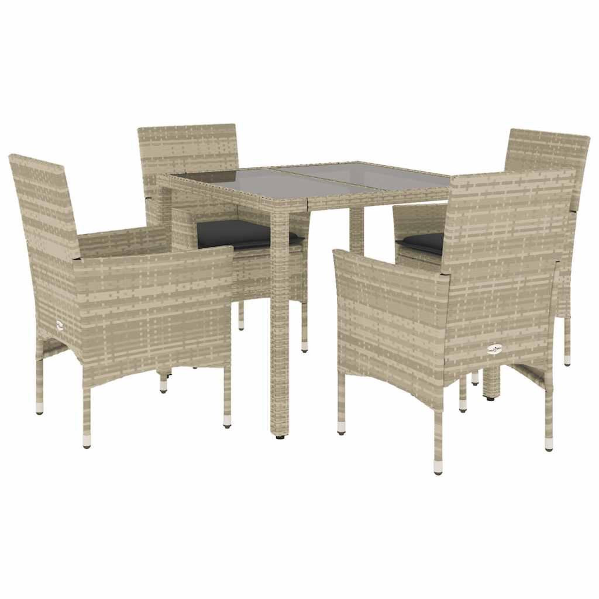 Voir la diapositive 2 : VIDAXL Ensemble a manger de jardin avec coussins 5 pcs rotin et verre
