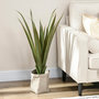 Voir la diapositive 2 : OUTSUNNY Plante artificielle agave H.90 cm 16 feuilles tronc grand réalisme pot inclus
