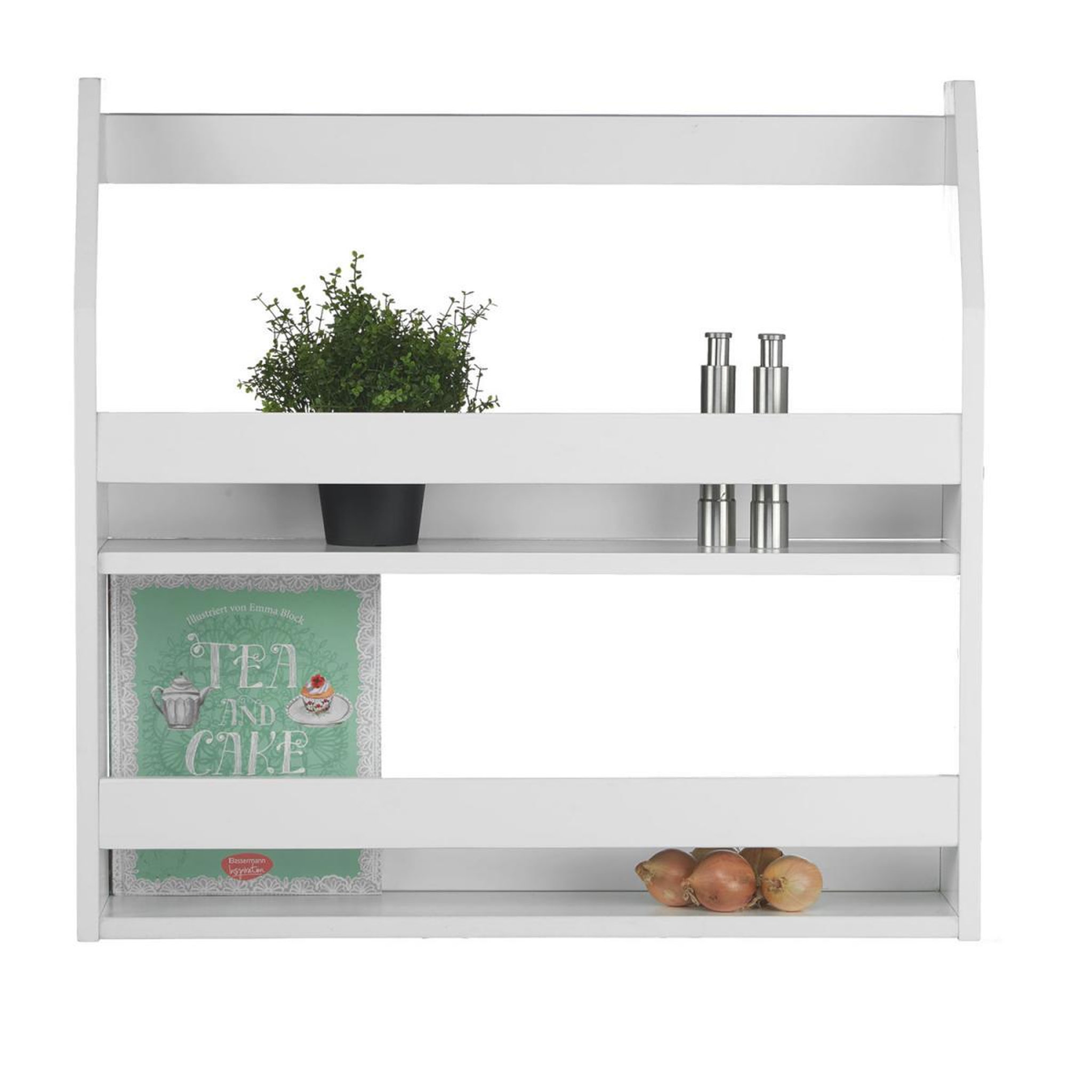 Voir la diapositive 2 : HomeStyle4U Etagère murale suspendue en bois Blanc 64x60x16cm