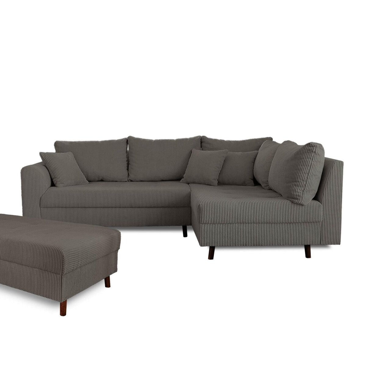 LISA DESIGN Rune - canapé d'angle droit - 4 places - avec pouf d'appoint - en velours côtelé