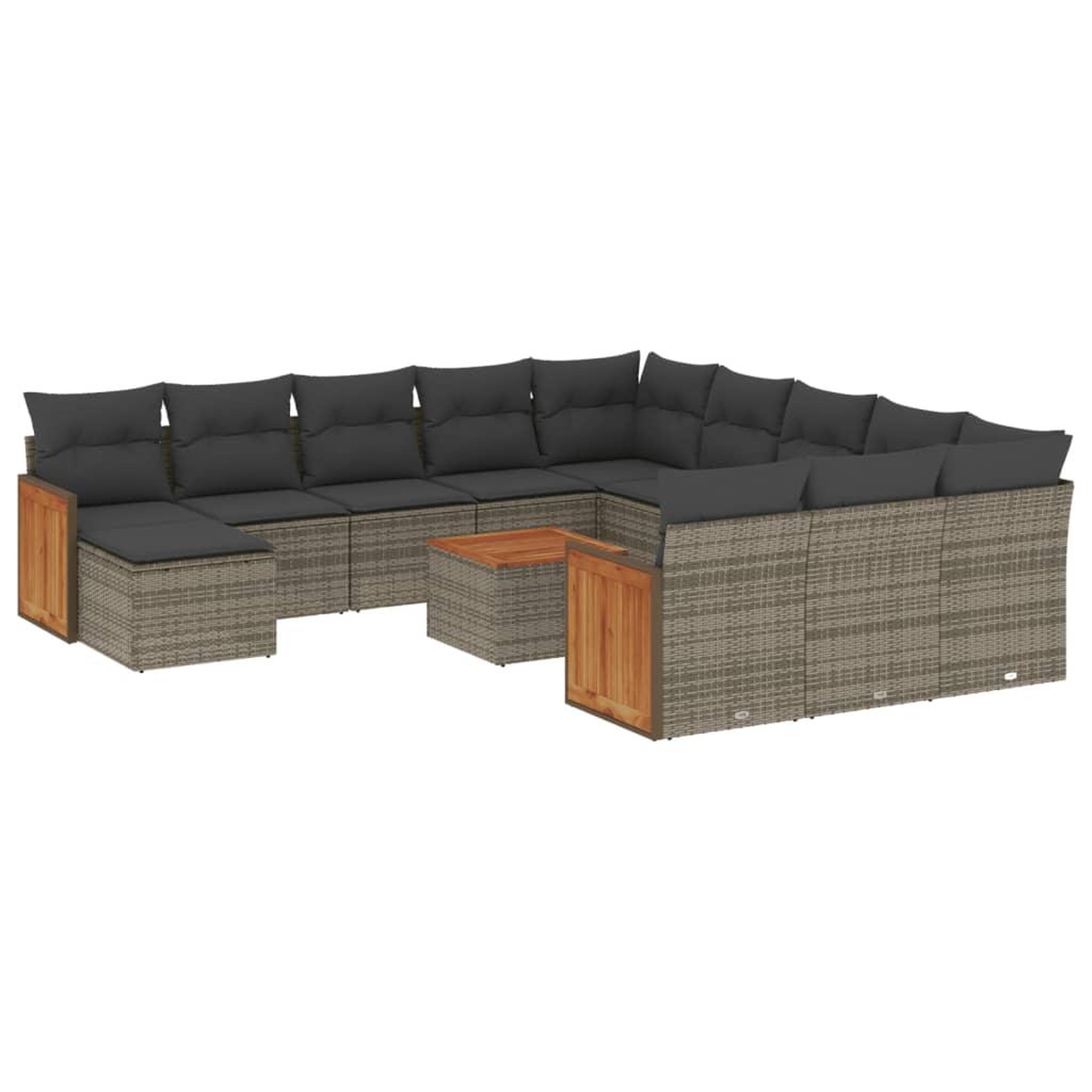 Voir la diapositive 2 : VIDAXL Salon de jardin avec coussins 13 pcs gris resine tressee