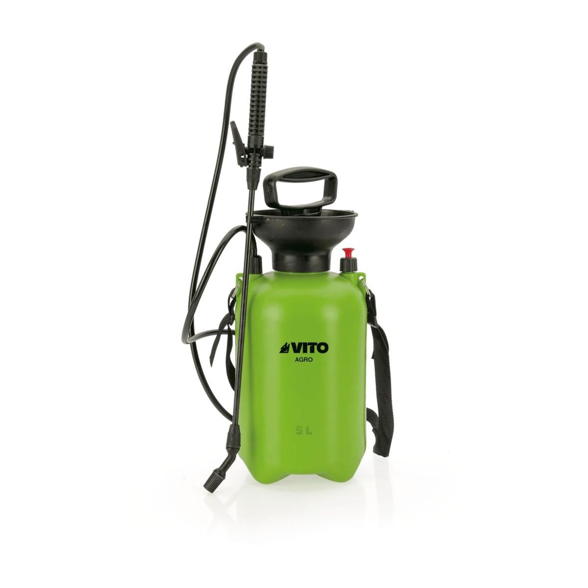 Voir la diapositive 5 : VITO Garden Pulvérisateur 5l lance 60cm poignée tuyau 1.20m pression manuelle spray et jet vito