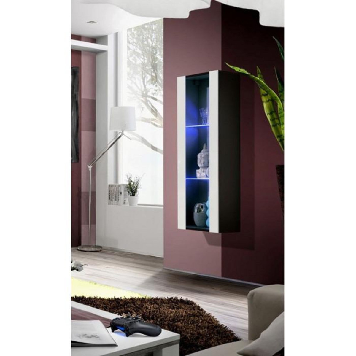Paris Prix Vitrine LED Murale Design  Fly II  126cm Blanc & Noir