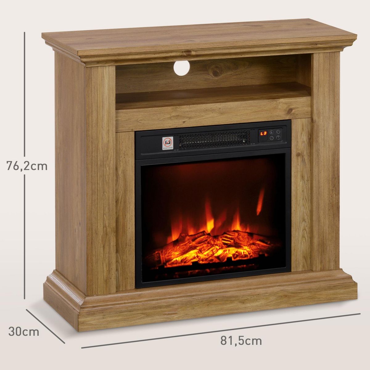HOMCOM Cheminée électrique style montagnard aspect bois - niche, télécommande, timer - max. 1800W