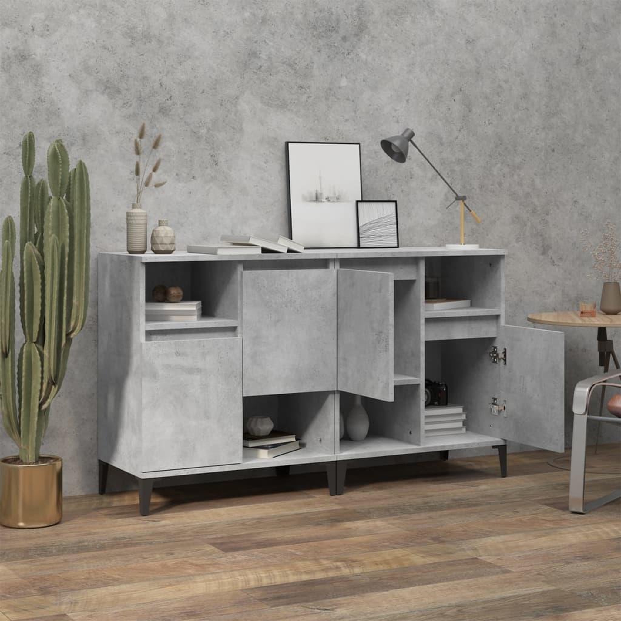 Voir la diapositive 3 : VIDAXL Buffets 2 pcs gris beton 60x35x70 cm bois d'ingenierie