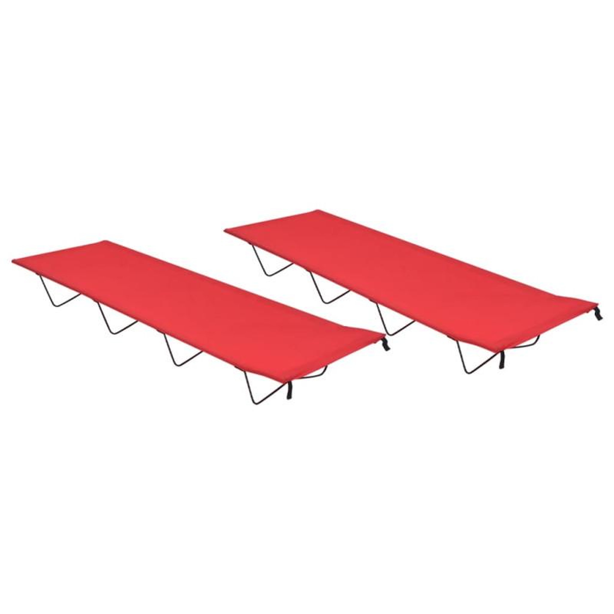 Voir la diapositive 1 : VIDAXL Lits de camping 2 pcs 180x60x19 cm Tissu Oxford et acier Rouge