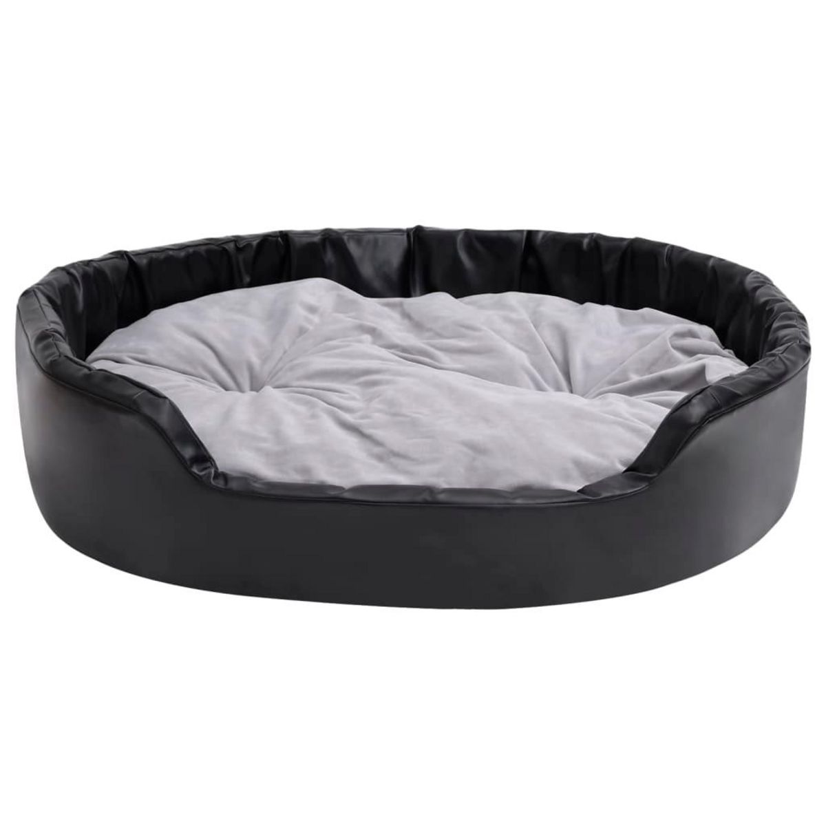 VIDAXL Lit chiens Noir et gris 99x89x21 cm Peluche et similicuir