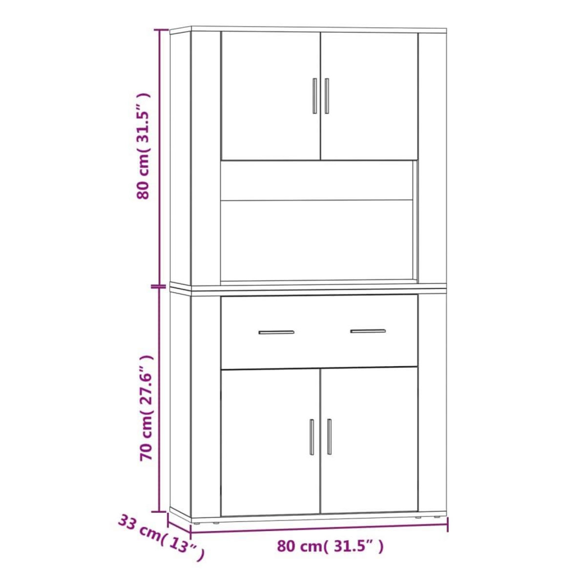 VIDAXL Buffet haut Sonoma gris Bois d'ingenierie