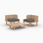 Rendez vous déco Salon de jardin 2 places en teck et tissu gris, 2 fauteuils-Kilda