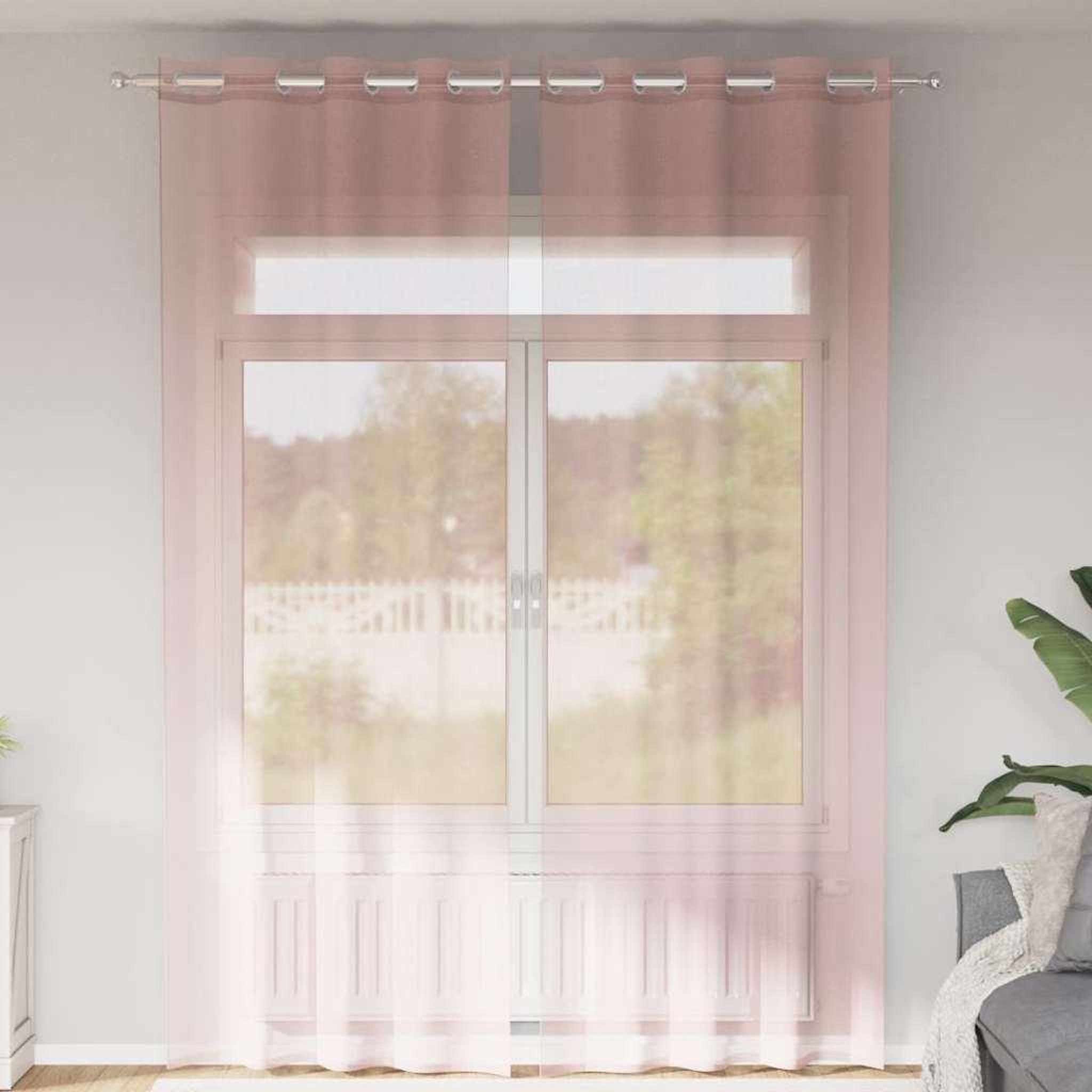 VIDAXL Rideaux en voile avec œillets 2 pcs rose clair 140x260 cm