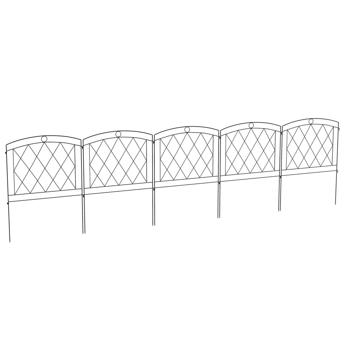 OUTSUNNY Lot de 5 panneaux de clôture de jardin métal noir