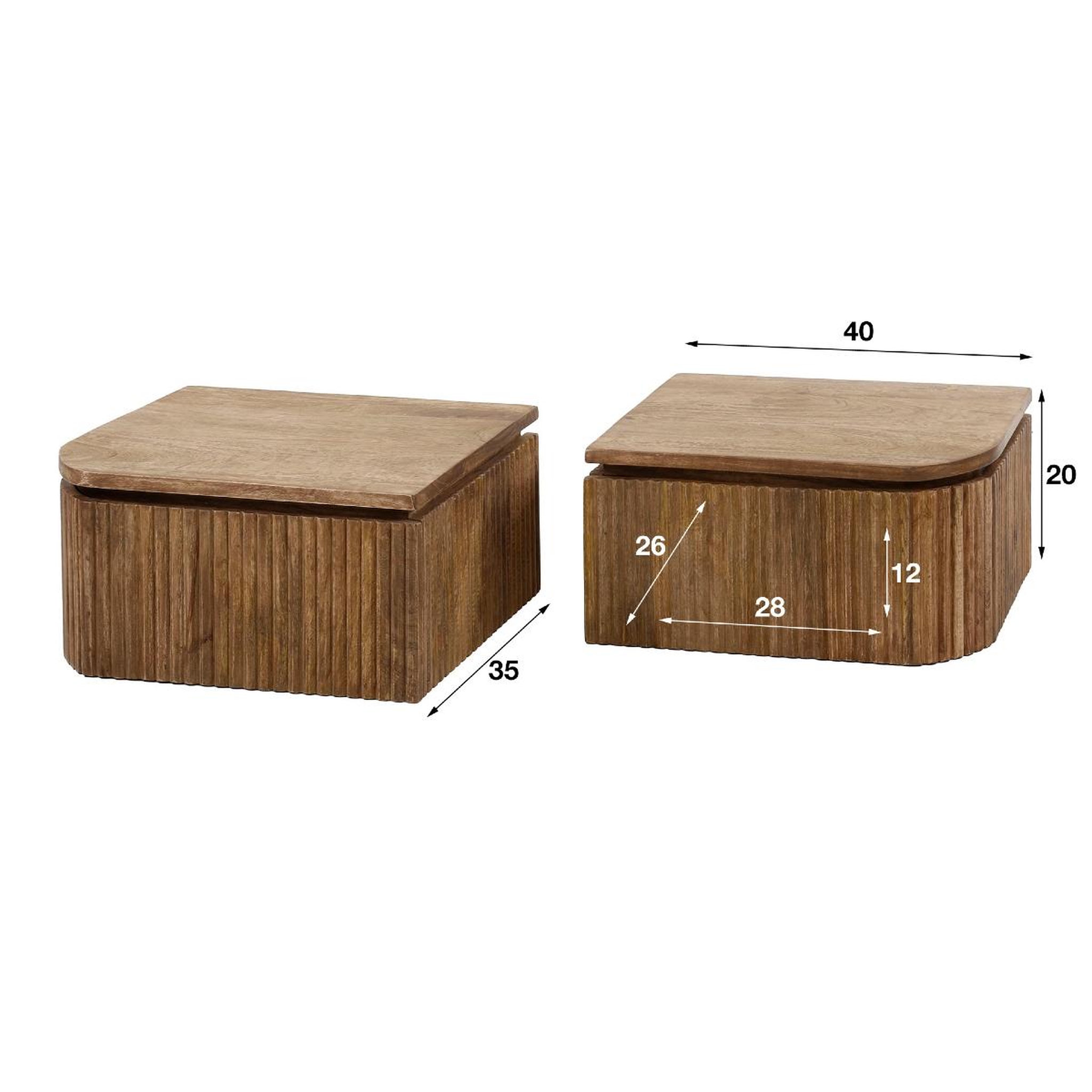 Voir la diapositive 5 : JLC KREATION Table de chevet en bois massif onda gemella 1 tiroir (lot de 2)