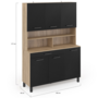 Voir la diapositive 5 : ID MARKET Buffet de cuisine 120 CM CINA 6 portes + tiroir façon hêtre et noir