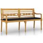 Voir la diapositive 2 : VIDAXL Banc Batavia avec coussin noir 150 cm Bois de teck massif