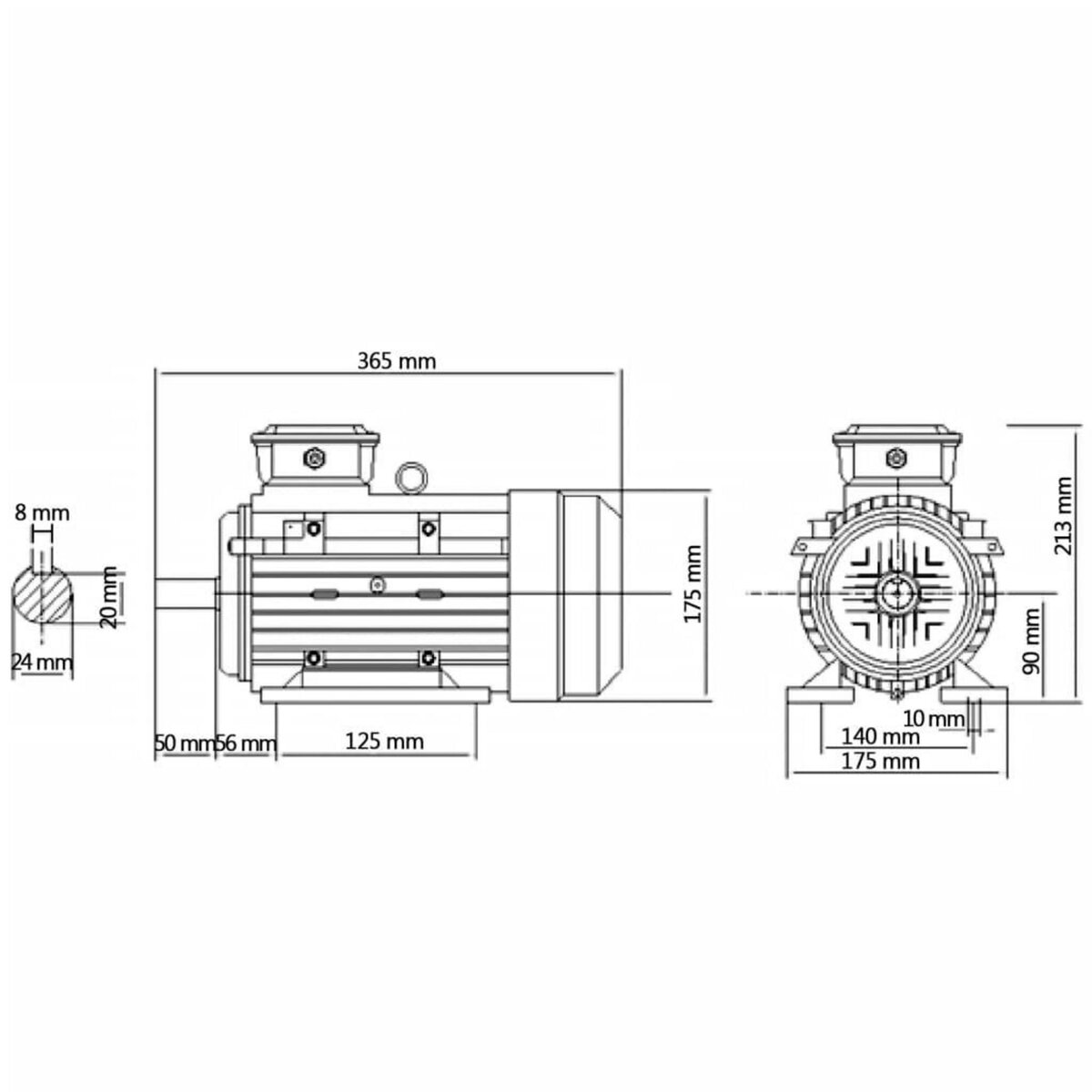 VIDAXL Moteur electrique triphase Aluminium 2,2kW/3 CH 2840 tr/min
