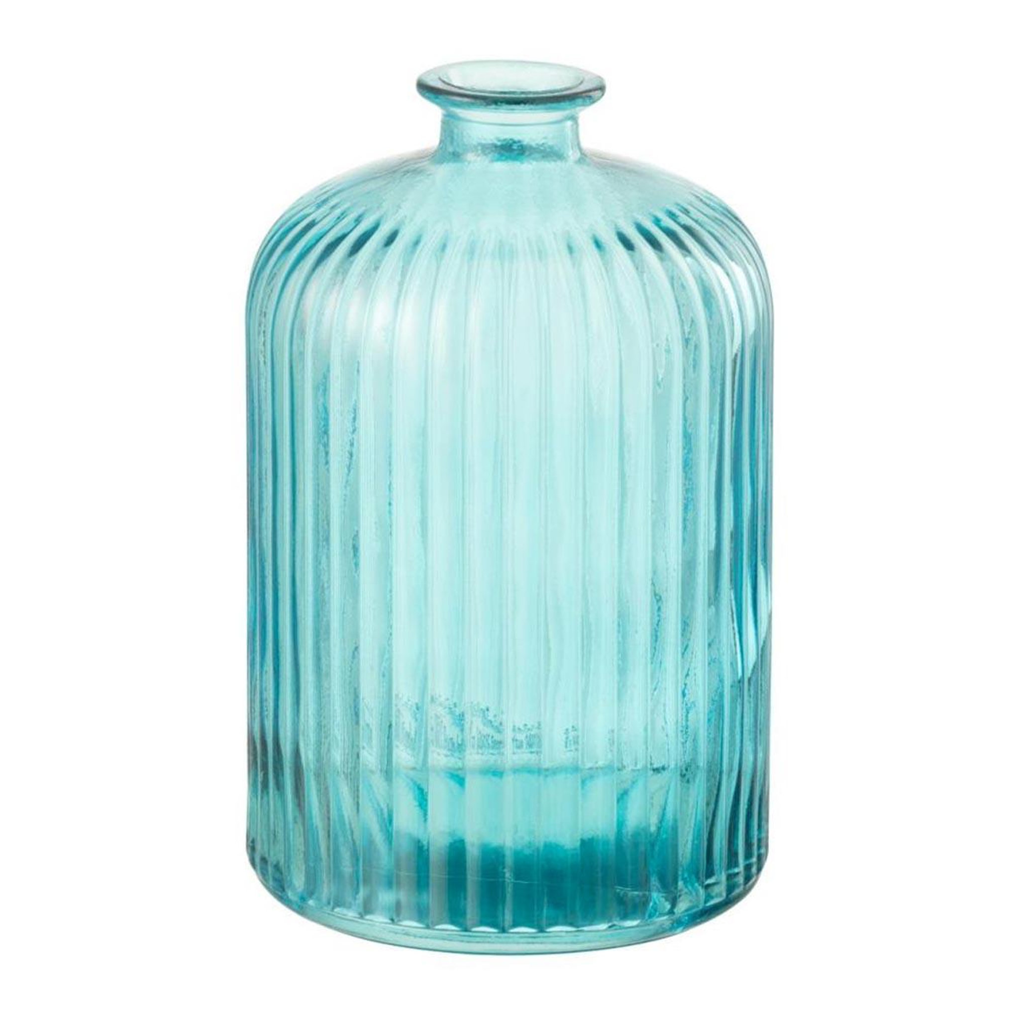 J-LINE Vase bouteille en verre  stripe  23cm bleu aqua