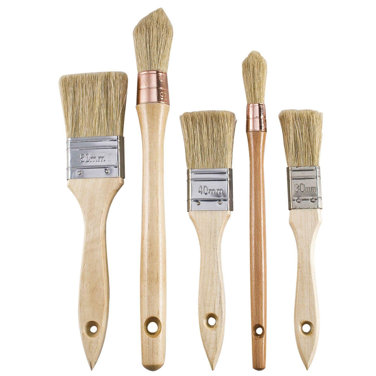 Cogex Lot de 5 pinceaux professionnels avec manche en bois Cogex