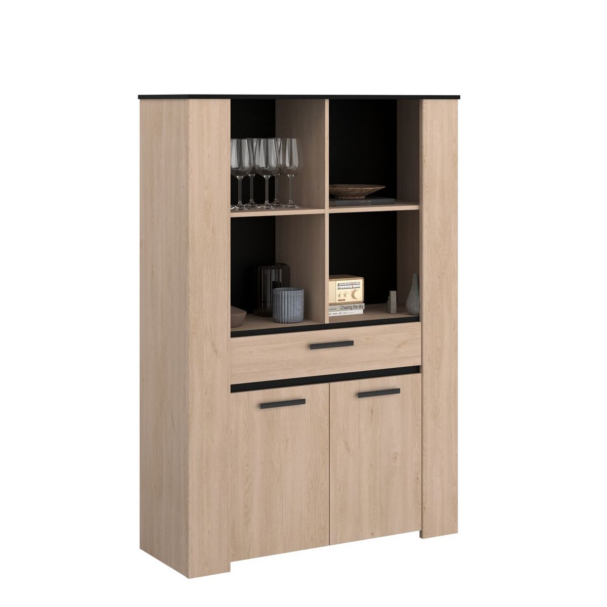 Buffet haut 4 niches 1 tiroir 2 portes LOLA