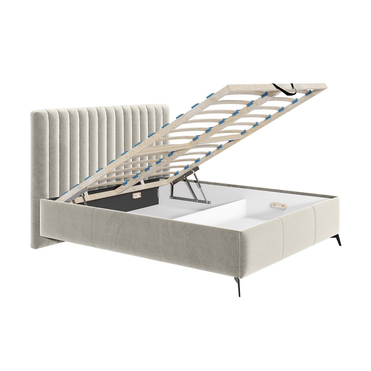 BEST MOBILIER Mendoza - lit coffre - 140x200 - sommier inclus - en velours