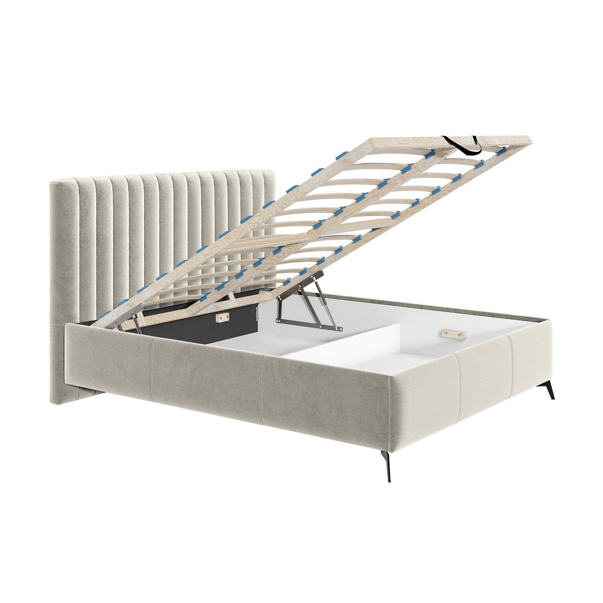 BEST MOBILIER Mendoza - lit coffre - 140x200 - sommier inclus - en velours